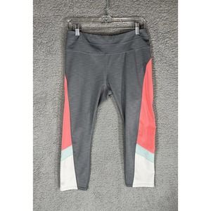 Athleta Colorblock Sonar Capri Crop Leggings Grey Pink Blue Size Medium